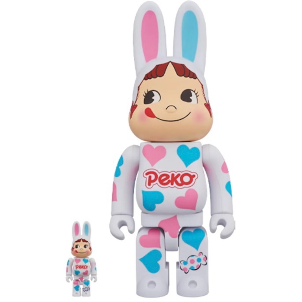 Bearbrick Rabbrick Kigurumi Peko-chan Heart 100% & 400% Set